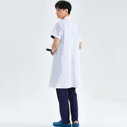 Cralom White Lab Coat Doctor Nurse Slim Uniform Scrubs M-LKXSY Women's