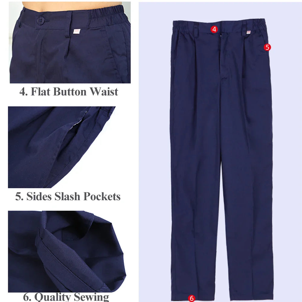 Cralom White Navy Blue Poplin Nursing Uniform Set By Cralom