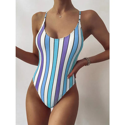 Cralom 2024 Striped One Piece Swimsuit for Women, Sexy Beachwear Monokini