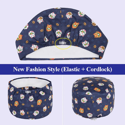 Cralom Dental Patterned Scrub Cap – Adjustable Surgical Work Hat for Nurses & Doctors
