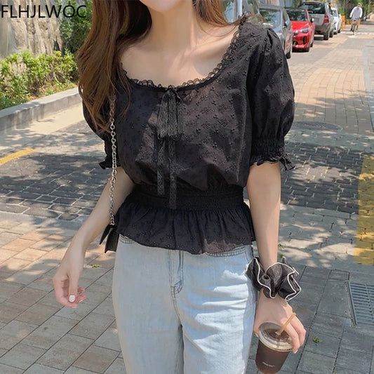 Cralom Girls Bow Tie Lace Tops - Chic Preppy Style, Hot Sales