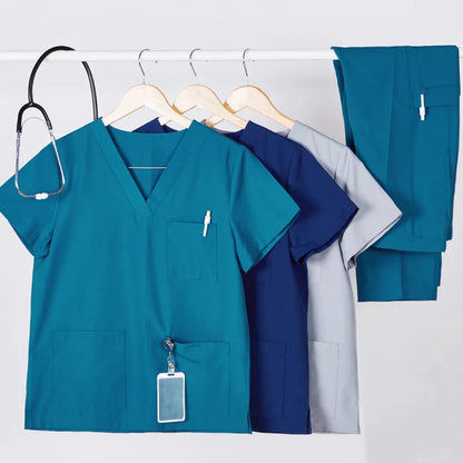 Cralom V-Neck Nurse Scrub Set with Drawstring Waist