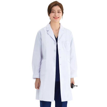 Cralom White Lab Coat Doctor Nurse Slim Uniform Scrubs M-LKXSY Women's