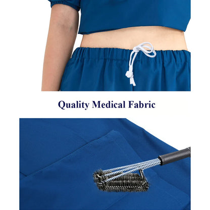 Cralom Scrub Set: V Neck Top, Drawstring Pants, Lightweight Nursing Suit
