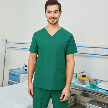 Cralom V-Neck Nurse Scrub Set with Drawstring Waist