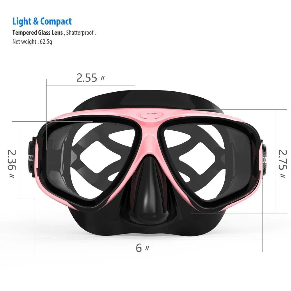 Cralom 2024 Diving Mask Set for Adults - Anti-Fog Goggles, Snorkel Tube
