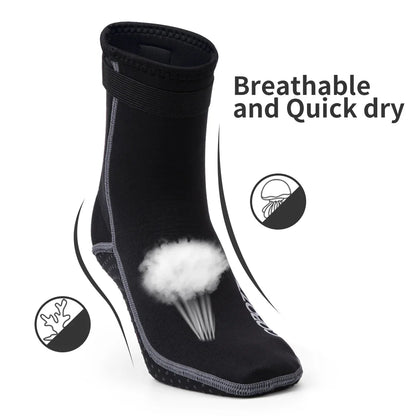 Cralom 3mm Neoprene Diving Socks Boots Water Shoes for Men Women