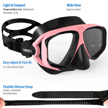 Cralom 2024 Diving Mask Set for Adults - Anti-Fog Goggles, Snorkel Tube