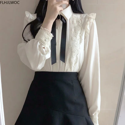 Cralom Peter Pan Collar White Button-Up Shirt