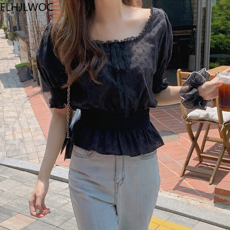Cralom Girls Bow Tie Lace Tops - Chic Preppy Style, Hot Sales