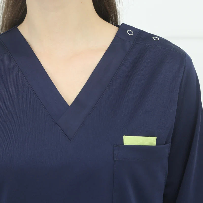 Cralom Silky Scrub Set Long Sleeve Nursing Uniform Suit
