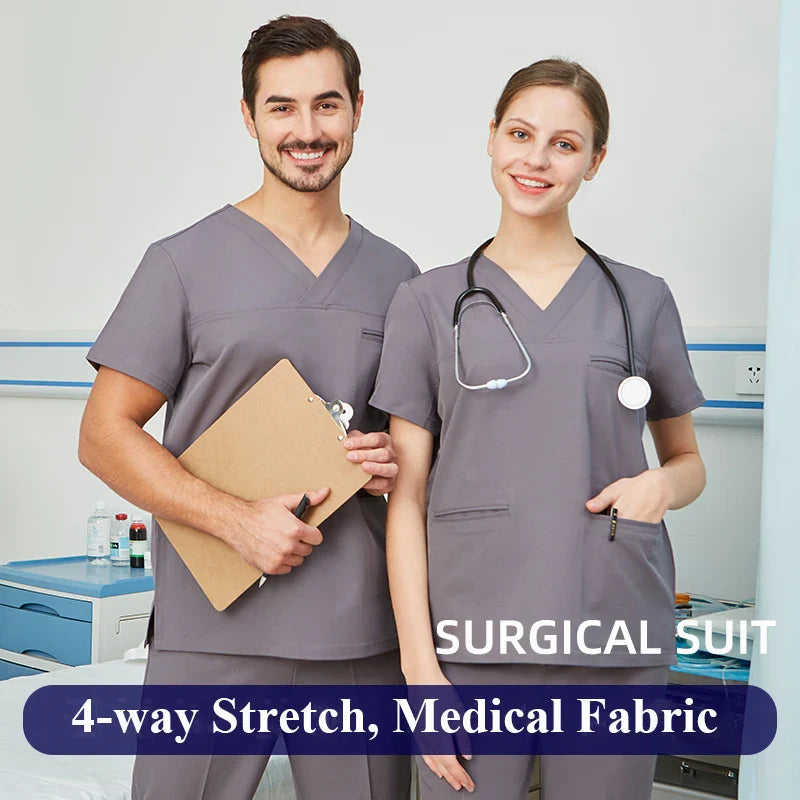 Cralom Stretch Medical Scrubs Set for Clinical Work