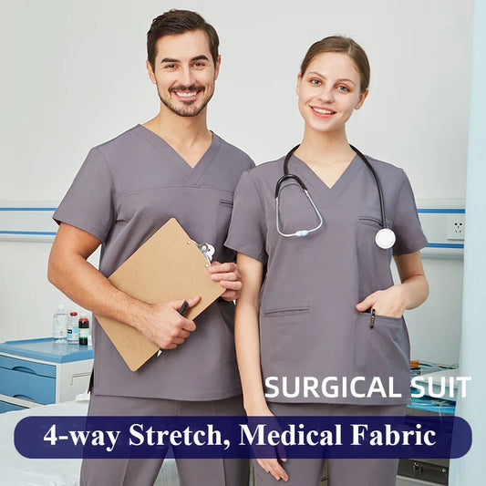 Cralom Stretch Medical Scrubs Set for Clinical Work