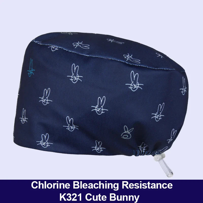 Cralom Silky Scrub Cap with Cordlock Adjustable Elastic Work Hat