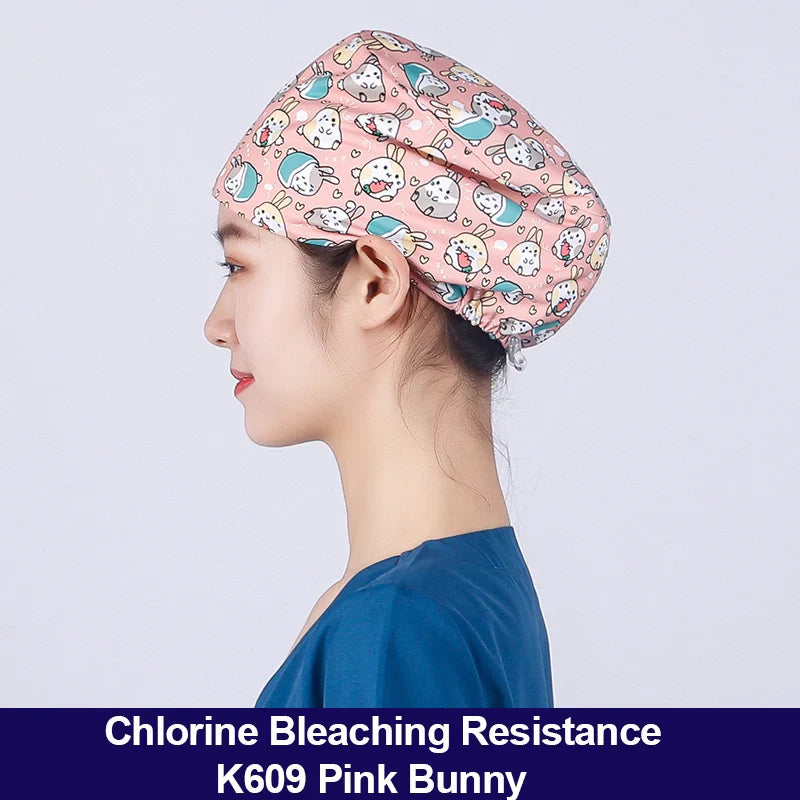 Cralom Silky Scrub Cap with Cordlock Adjustable Elastic Work Hat