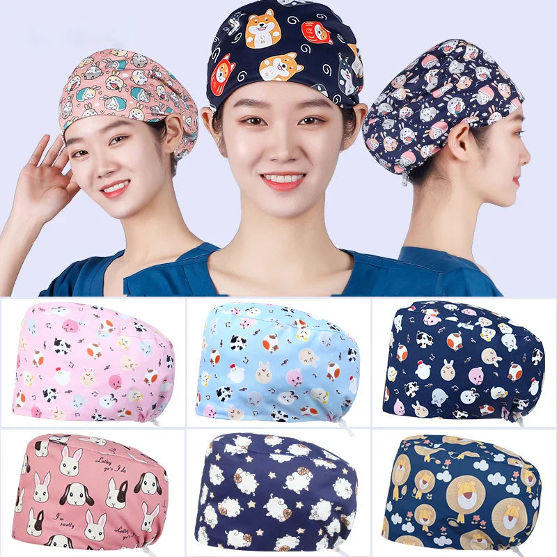 Cralom Silky Scrub Cap with Cordlock Adjustable Elastic Work Hat