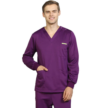 Cralom Silky Scrub Set Long Sleeve Nursing Uniform Suit