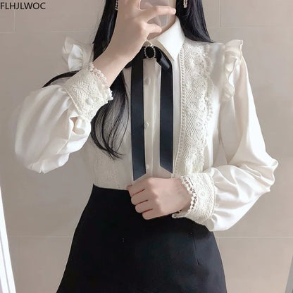 Cralom Peter Pan Collar White Button-Up Shirt