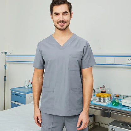 Cralom V-Neck Nurse Scrub Set with Drawstring Waist
