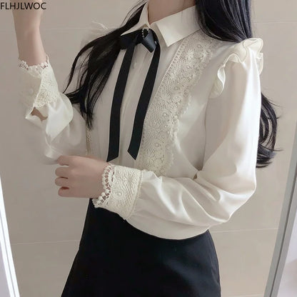 Cralom Peter Pan Collar White Button-Up Shirt