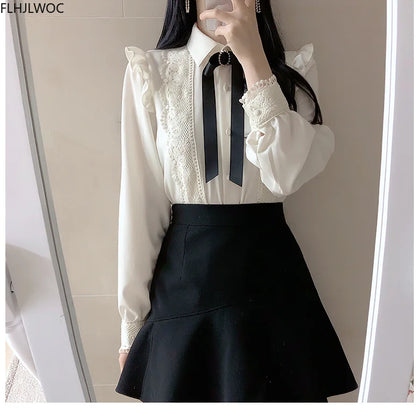 Cralom Peter Pan Collar White Button-Up Shirt