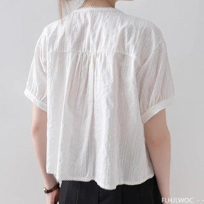 Cralom Short Sleeve Lace Ruffle Top - Summer 2025 Collection