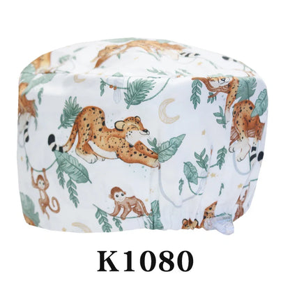 Cralom Cartoon Print Scrub Cap - Comfortable Women's Nurse Hat