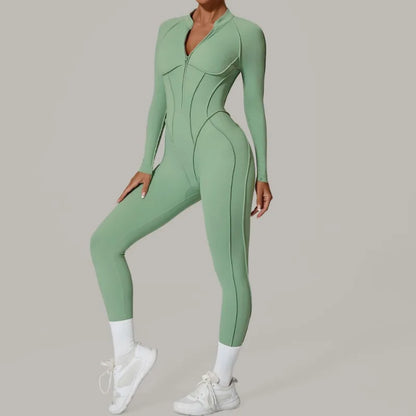 Cralom Backless Yoga Jumpsuit | Long Sleeve Tight-Fit Activewear