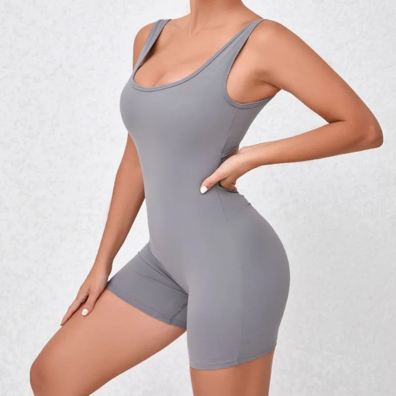 Cralom Strappy Yoga Fitness Jumpsuit Lifts Buttocks, High Elasticity Gym Romper