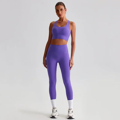 Cralom Seamless Yoga Set: Backless Sports Bra & Booty-Lifting Leggings