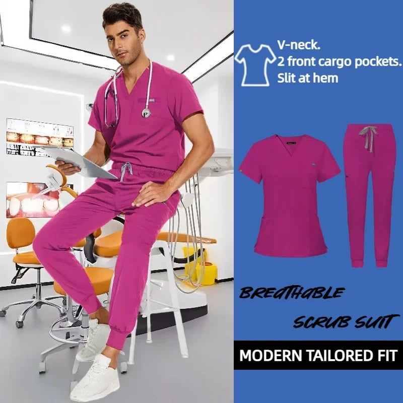 Cralom Unisex Stretch Scrub Sets: Professional Healthcare Nursing Uniforms