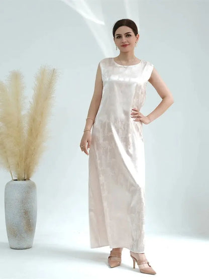Sleeveless Satin Abaya Long Dress for Women by Cralom: Ramadan Eid Style