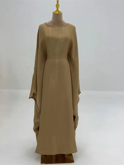 Helynys Butterfly Satin Maxi Abaya - Luxurious Dubai Kaftan Dress