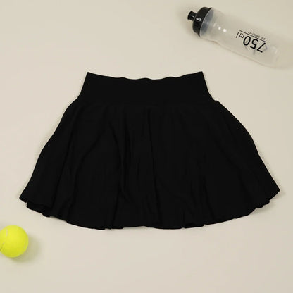 Cralom Women's Tennis Skirt with Built-in Yoga Shorts and Stretchy Quick-Dry Material