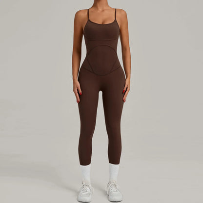 Cralom Cross Back Jumpsuit Yoga Set Gym Running Fitness Hip Lift Kit