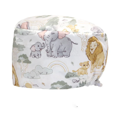 Cralom Cartoon Animals Unisex Surgical Scrub Caps for Medical Professionals