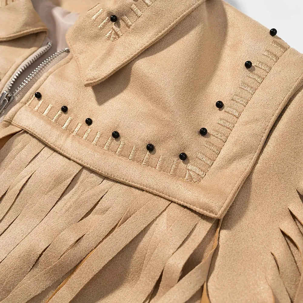 Cralom Solid Spliced Zipper Jackets for Women - Minimalist Coats with Lapel & Long Sleeves