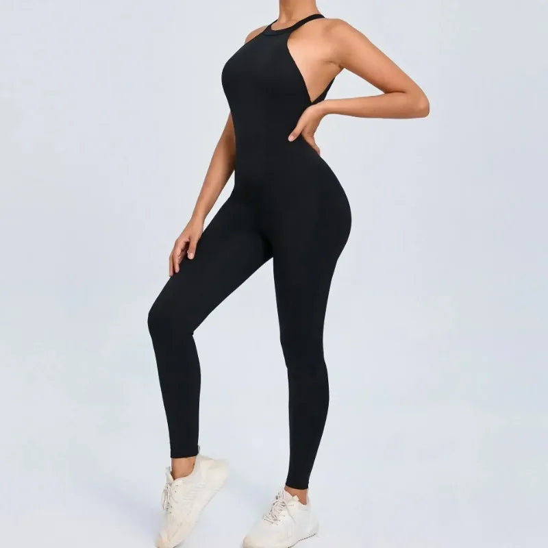 Cralom Yoga Jumpsuit: Hip-lifting, Backless One-Piece Fitness Tracksuit for Women