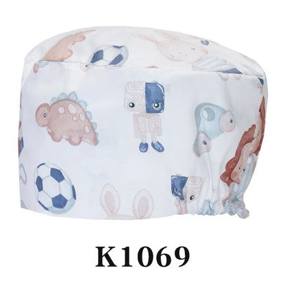 Cralom Cartoon Print Scrub Cap - Comfortable Women's Nurse Hat