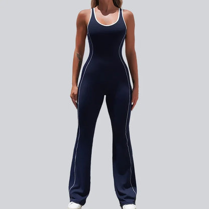 Cralom Color-Block Yoga Bodysuit with Booty-Lifting Flare Pants