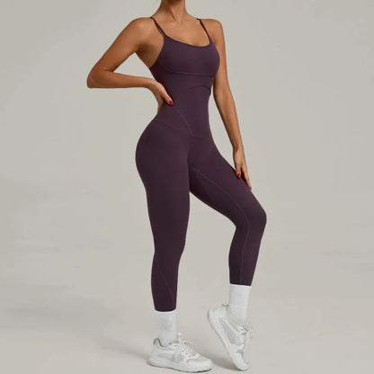 Cralom Seamless Yoga Bodysuit with Adjustable Cross Straps