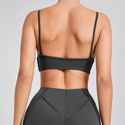 Cralom Sports Bra Top for Women Yoga Running Fitness Gym Slim Strap Back-Tight Fit