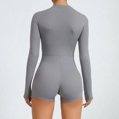 Cralom Seamless Yoga Jumpsuit Long-Sleeve Zipper Activewear