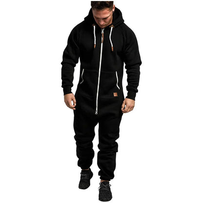Cralom Men's Hooded Fleece Jumpsuit - Premium Workwear Set