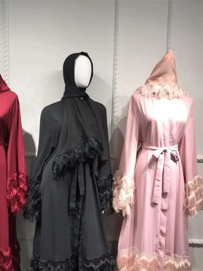 Cralom Pink Kimono Abaya Kaftan for Muslim Women