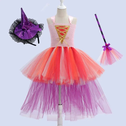Cralom Dark Queen Witch Tu Tu Dress with Feather Tail for Children's Day