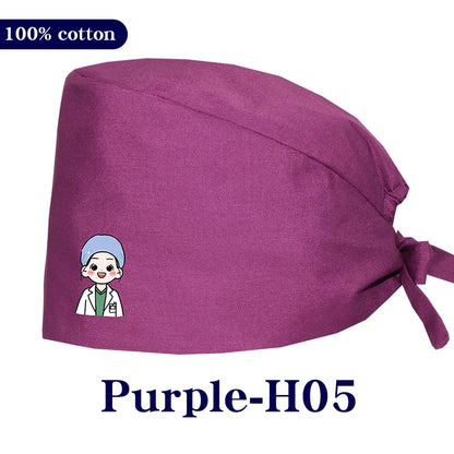 Cralom Cartoon Printed Surgical Scrub Caps for Medical & Pet Grooming Pros