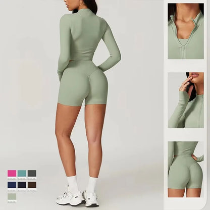 Cralom 3Pcs Yoga Set for Women: Workout Suit, Quick-Drying Material, Gym Jackets