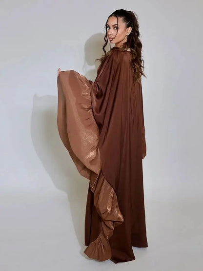 Helyn's Luxury Satin Abaya: Elegant Muslim Long Dress for Women
