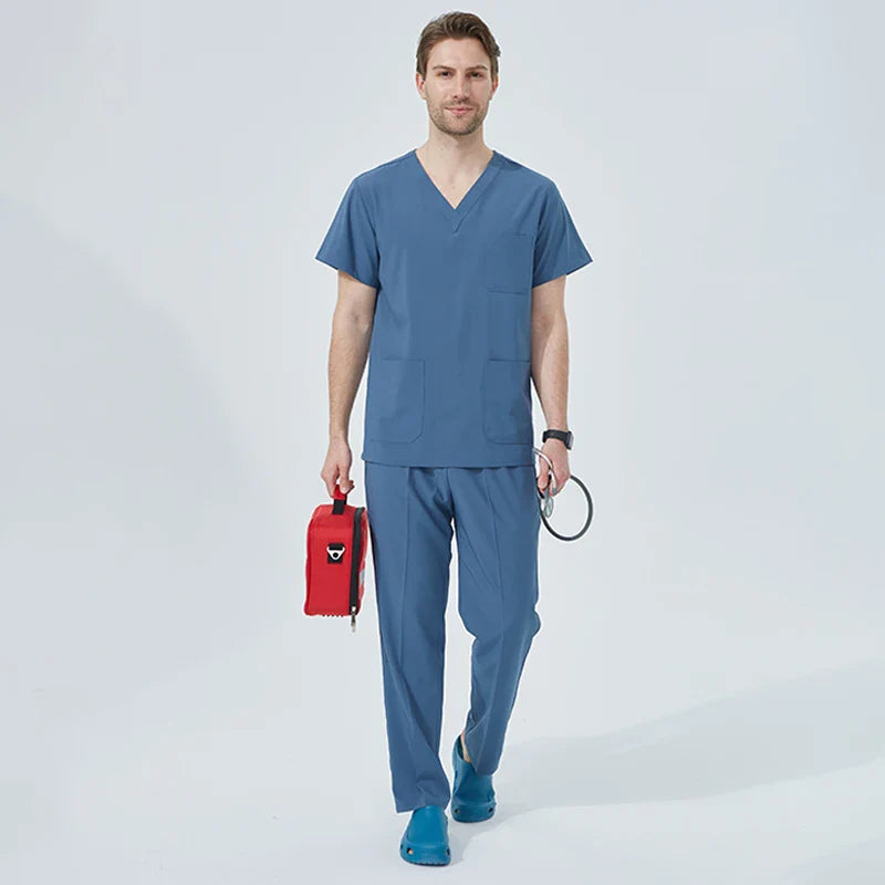 Cralom V-Neck Scrubs Set: Women's Slim Fit Surgeon Uniform Operating Room Stretch
